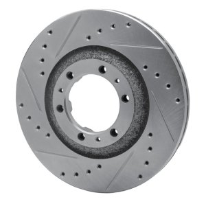 Acura SLX Brake Rotor (1) - Front Left - R1 Concepts - Drilled & Slotted - Silver - `92-`02
